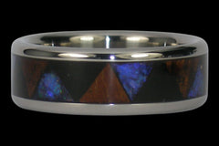 Australian Opal and Exotic Wood Titanium Rings - Hawaii Titanium Rings
 - 1