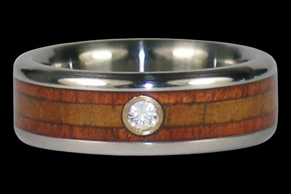 Diamond Hawaiian Koa Wood Hawaii Titanium Rings®