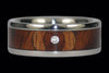 Diamond Amboyna Wood Titanium Ring Band - Hawaii Titanium Rings
 - 2