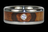 Diamond Titanium Ring Band with Exotic Wood - Hawaii Titanium Rings
