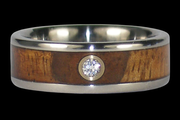 Wood Spotlight Diamond Titanium Wedding Ring
