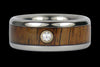Diamond Koa Wood Titanium Wedding Ring Band - Hawaii Titanium Rings
 - 1