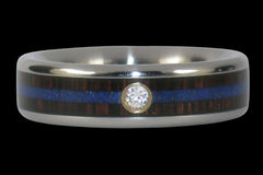 Lapis and Blackwood Diamond Titanium Ring - Hawaii Titanium Rings

