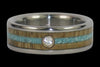 Diamond Titanium Ring Band with Turquoise and Mango Wood - Hawaii Titanium Rings
 - 2