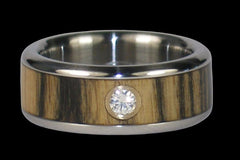 Diamond Titanium Rings with Ebony Wood - Hawaii Titanium Rings
