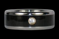 Diamond Black Wood Titanium Ring Band - Hawaii Titanium Rings
 - 1