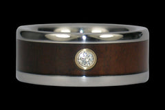 Diamond Titanium Ring Band with Milo Wood - Hawaii Titanium Rings
 - 1