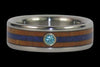 Blue Diamond Titanium Ring with Wood and Stone Inlay - Hawaii Titanium Rings
 - 2