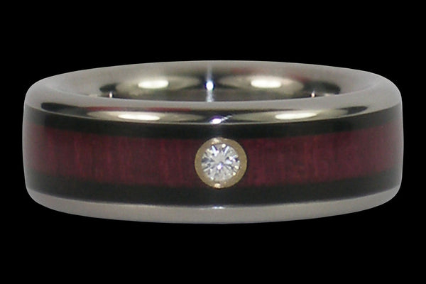 Diamond Black Wood and Purple Heart Wood Hawaii Titanium Ring®