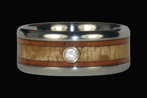 Diamond Hawaii Titanium Ring® Band with Exotic Wood