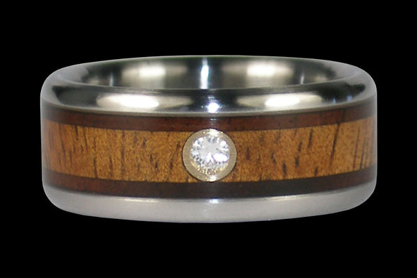Diamond Hawaiian Wood Hawaii Titanium Ring®