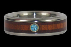Blue Diamond Titanium Ring with Two Woods - Hawaii Titanium Rings
 - 1