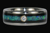 Diamond Opal and Black Wood Titanium Ring Set - Hawaii Titanium Rings
 - 3