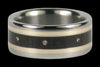 Diamond Gold and Wood Titanium Ring - Hawaii Titanium Rings
 - 2