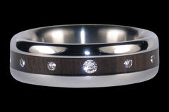 Black Wood and Diamond Titanium Ring - Hawaii Titanium Rings
