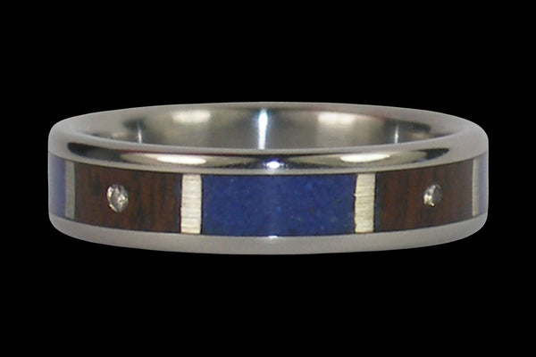 Blue Lapis and Diamond Hawaii Titanium Ring®