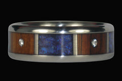 Opal and Wood Ring with Four Diamonds - Hawaii Titanium Rings
 - 1