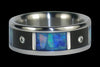 Diamond Black Wood and Opal Titanium Ring - Hawaii Titanium Rings

