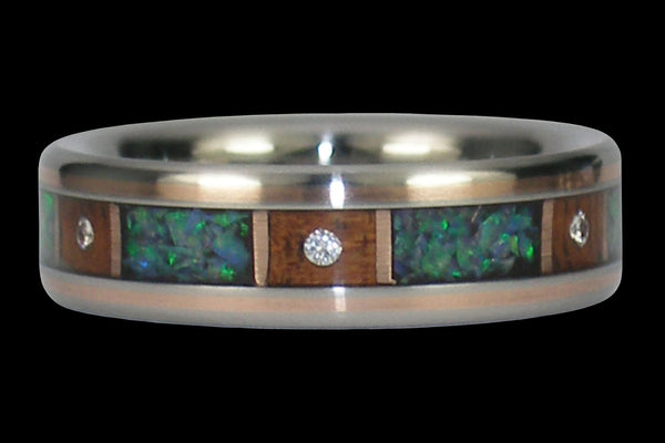 Twilight Design Diamond and Opal Titanium Ring