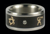 Diamond Titanium Ring with Gold Paddler - Hawaii Titanium Rings
 - 3