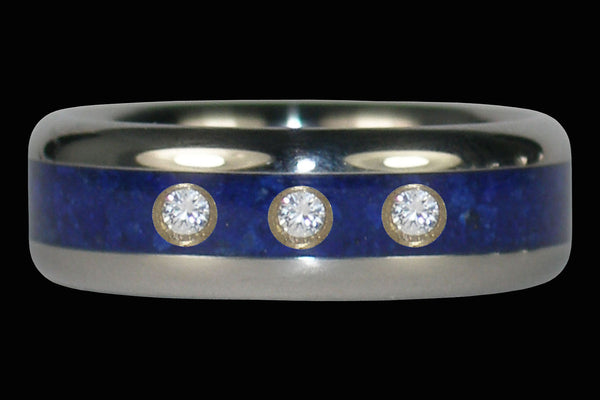 Blue Orion Three Diamond Lapis Hawaii Titanium Ring®