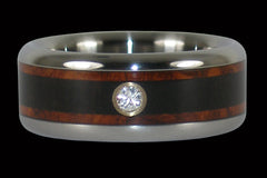 Amboina and Blackwood Diamond Titanium Ring | Mens Blackwood Diamond Wedding Ring | Mens Diamond Rings  | Hawaii Titanium Rings 