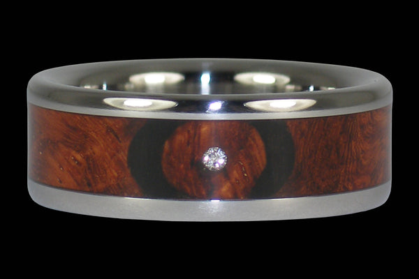 Diamond Amboyna Wood Hawaii Titanium Ring® Band