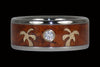 Gold Palm Tree Diamond Titanium Ring Band - Hawaii Titanium Rings
 - 1