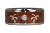 Gold Palm Tree Diamond Titanium Ring Band - Hawaii Titanium Rings
 - 2
