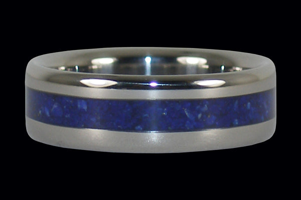 Azurite Inlay Titanium Ring