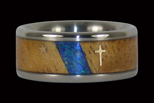 Christian Hawaii Titanium Ring® with Gold Cross and Star