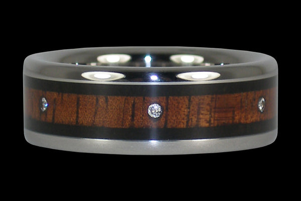 Mens Diamond Wood Titanium Ring