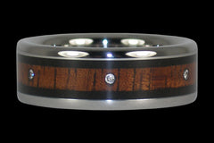 Diamond Exotic Wood Titanium Ring - Hawaii Titanium Rings
 - 1