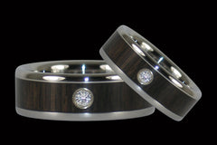 Black Wood Diamond Titanium Rings - Hawaii Titanium Rings
 - 1