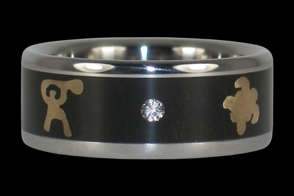 Diamond Hawaii Titanium Ring® with Gold Turtle and Paddler