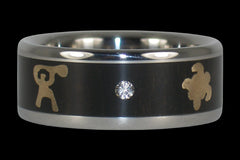 Diamond Titanium Ring with Gold Paddler - Hawaii Titanium Rings
 - 1