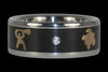Diamond Titanium Ring with Gold Paddler - Hawaii Titanium Rings
 - 1