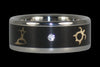 Diamond Titanium Ring with Gold Paddler - Hawaii Titanium Rings
 - 2