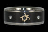 Diamond Black Wood Titanium Ring with Gold Turtle - Hawaii Titanium Rings
 - 1