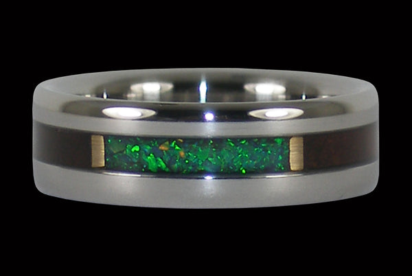 Milo Wood Black Kiwi Lab Opal Titanium Ring