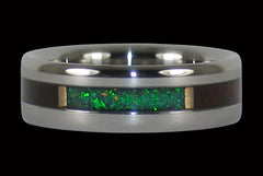 Milo Wood Black Kiwi Lab Opal Titanium Ring - Hawaii Titanium Rings
 - 1