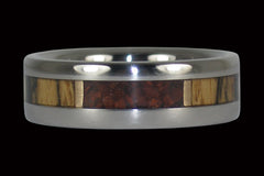 Red Tigers Eye Titanium Ring with Black and White Ebony Inlay - Hawaii Titanium Rings
 - 1