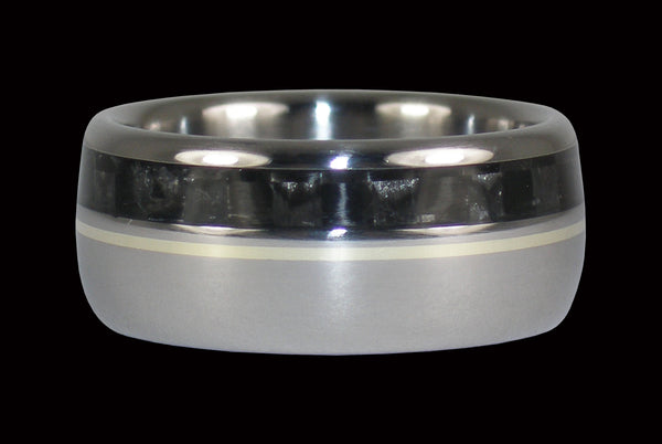 Titanium Ring with Black Carbon Fiber and Gold