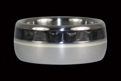 Titanium Ring with Black Carbon Fiber and Gold - Hawaii Titanium Rings
 - 1