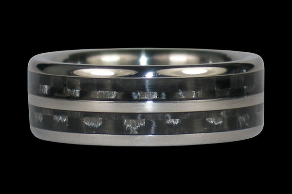 Black Carbon Fiber Inlay Titanium Ring