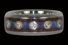 Australian Opal and Diamond Titanium Ring - Hawaii Titanium Rings
 - 1