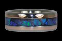 Blue Opal and Rose Gold Titanium Ring - Hawaii Titanium Rings
 - 1