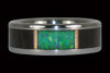 Brazilian Rosewood Black Kiwi Lab Opal Titanium Ring - Hawaii Titanium Rings
 - 1