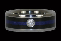 Titanium Diamond Ring with Lapis and Blackwood - Hawaii Titanium Rings
 - 1