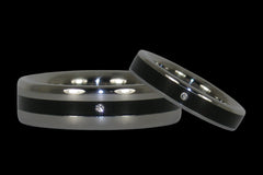 Titanium Diamond Rings with Blackwood Inlay - Hawaii Titanium Rings
 - 1